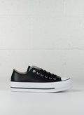 SCARPA CHUCK TAYLOR ALL STAR LIFT CLEAN LEATHER LOW TOP, 001 BLKWHT, thumb