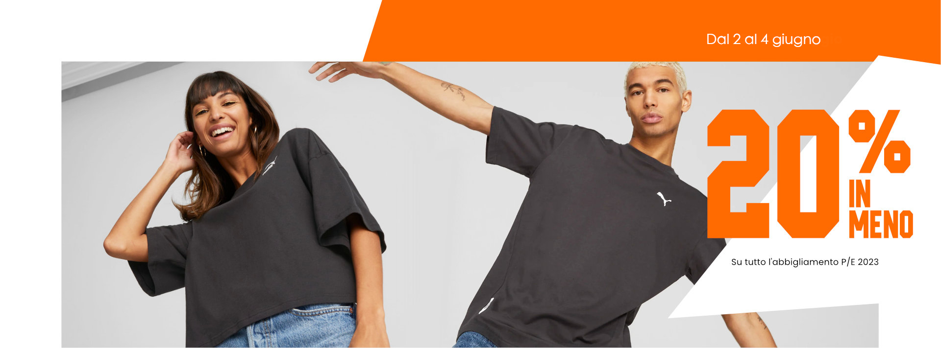 Sconto del 20% su tutto l'abbigliamento primavera-estate 2023