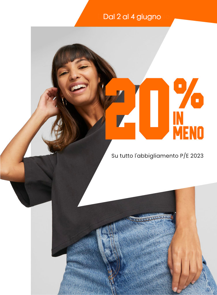 Sconto del 20% su tutto l'abbigliamento primavera-estate 2023