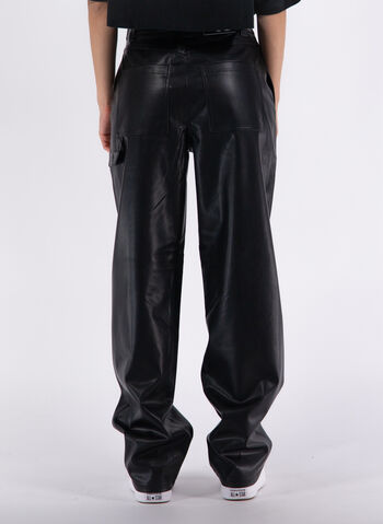 PANTALONE CARGO IN FINTA PELLE, BEH BLK, small