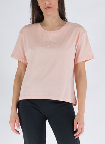 T-SHIRT CROP MICRO LOGO RICAMO, MELONE, small