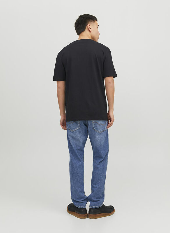 T-SHIRT SHORTSLEEVE LETTERING LOGO, BLACK, medium