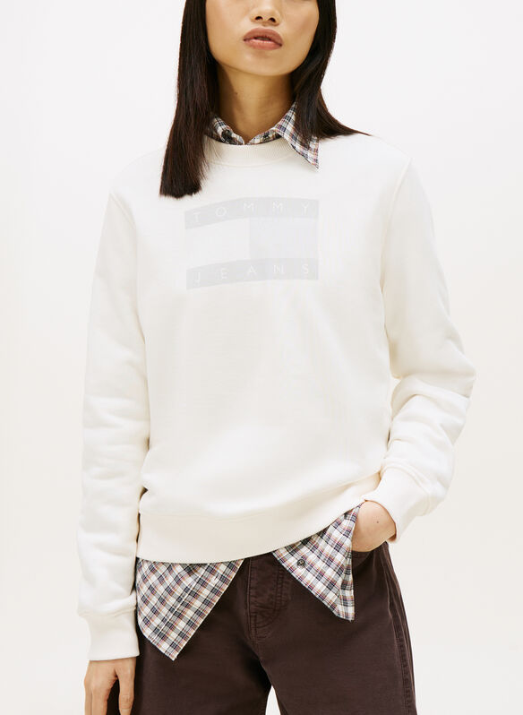 FELPA CON BANDIERA TOMMY, 0K9 PANNA, medium