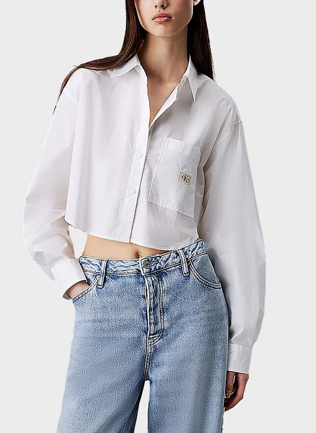 CAMICIA LABEL CROP, YAF WHT, large