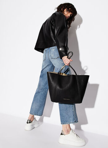 BORSA SHOPPER REVERSIBILE, 77520BLKGOLD, small