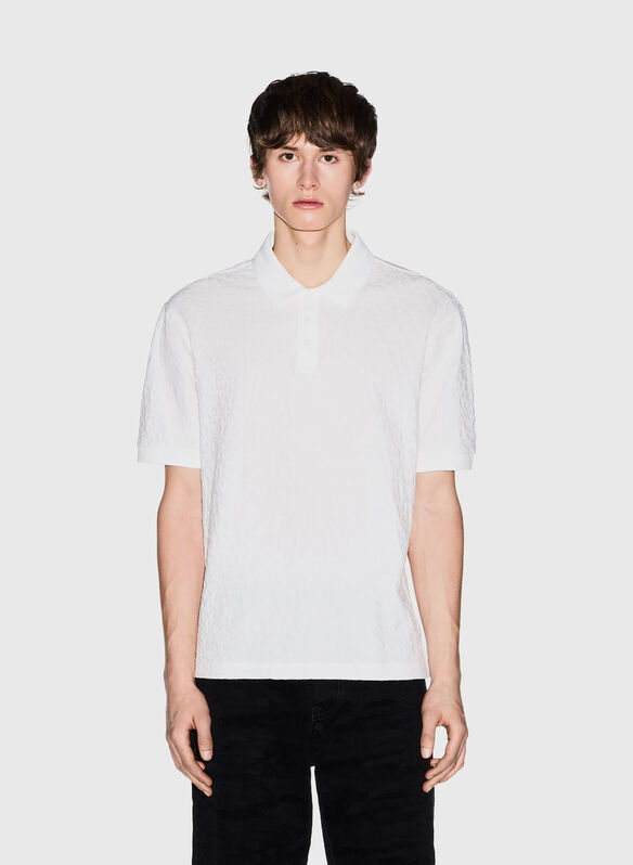 POLO JACQUARD IN COTONE MERCERIZZATO, U0009 OFF WHT, medium