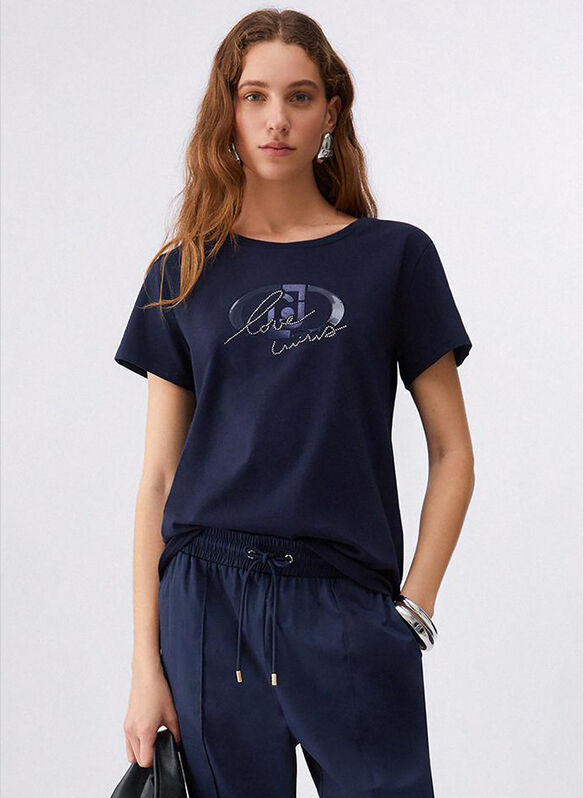 T-SHIRT LOGO STRASS, P9206 NVY, medium