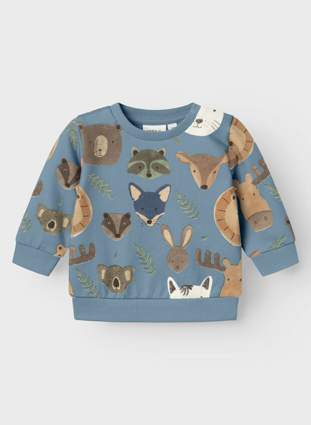 FELPA ORVAN STAMPA ANIMAL BIMBO, MOUNTAIN SPRING CELESTE, large