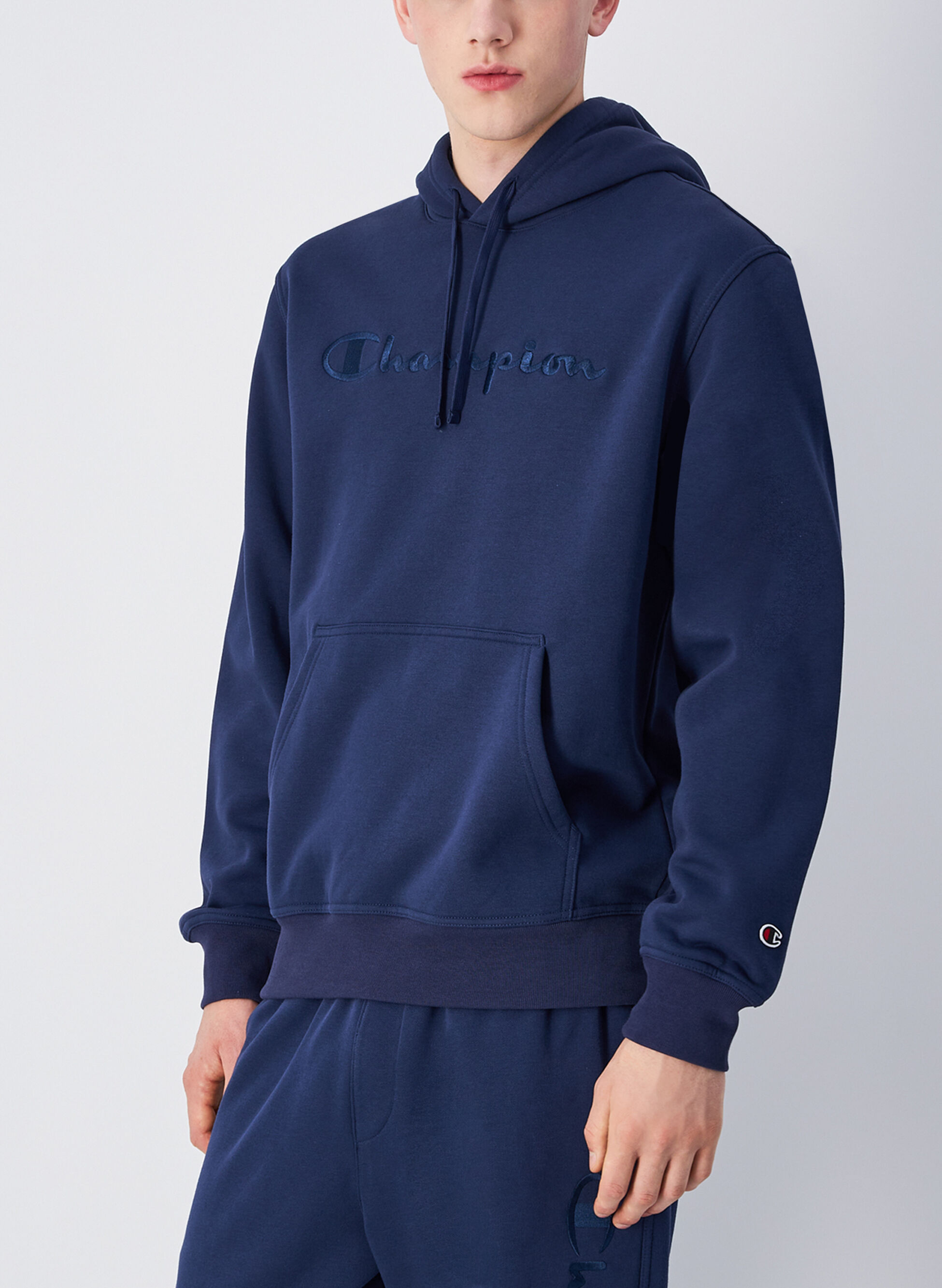 FELPA HOODIE CON RICAMO LOGO XS