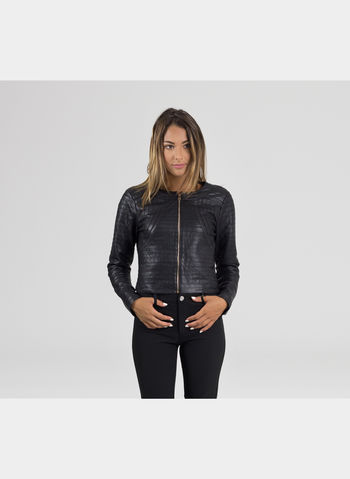 GIUBBOTTO ECOPELLE ZIP COLLO CHANEL, BLK*, small