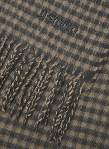 SCIARPA IN MAGLIA CON FRANGE, BLACK OYSTER, small