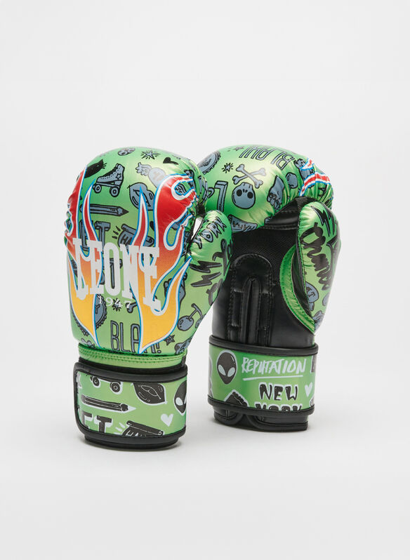GUANTO BOXE FLAMES 6 OZ RAGAZZO, 11 GREEN, medium