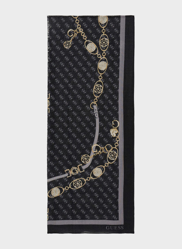 FOULARD VISCOSA LUREX, BLA BLK, medium