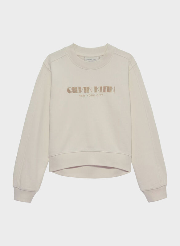 FELPA GIRO LOGO GLITTER RAGAZZA, PGB LATTE, medium