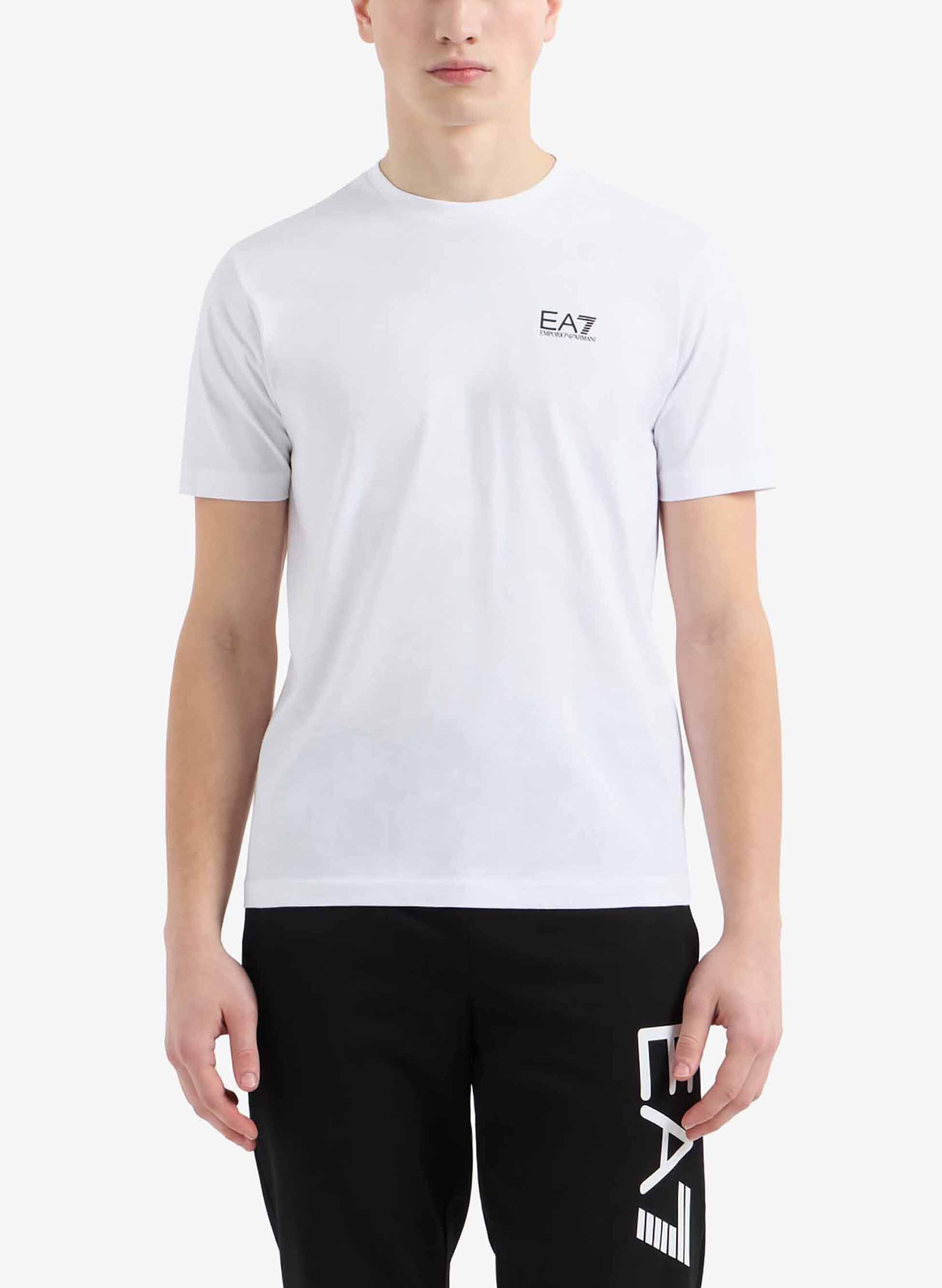 EA7 Maglietta Bianca Uomo con Logo Frontale