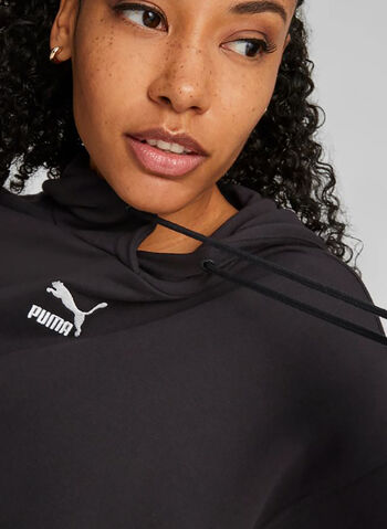 FELPA CON CAPPUCCIO CLASSICS CROP, 01 BLK, small