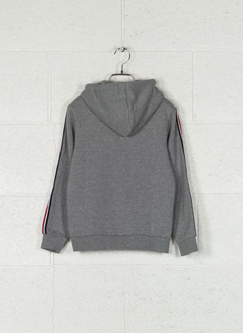 FELPA CON CAPPUCCIO E BANDINA TRICOLOR RAGAZZO, GRIGIO, small