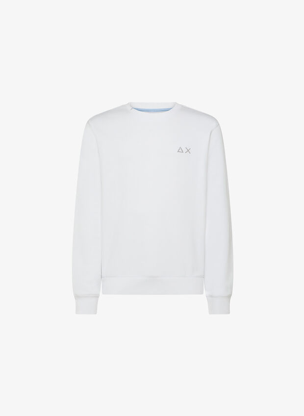 FELPA GIROCOLLO CON LOGO, 01 WHT, large