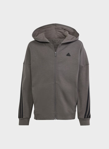 FELPA 3 STRIPES CON CAPPUCCIO RAGAZZO, CHARCOAL, small