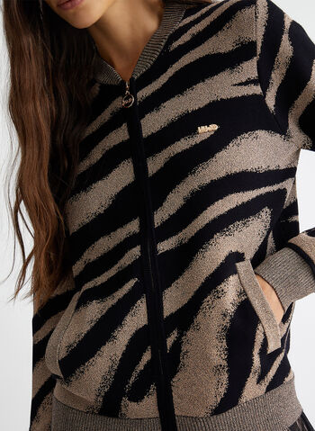 CARDIGAN JACQUARD CON ZIP, A4268 BLKGOLDROSE, small