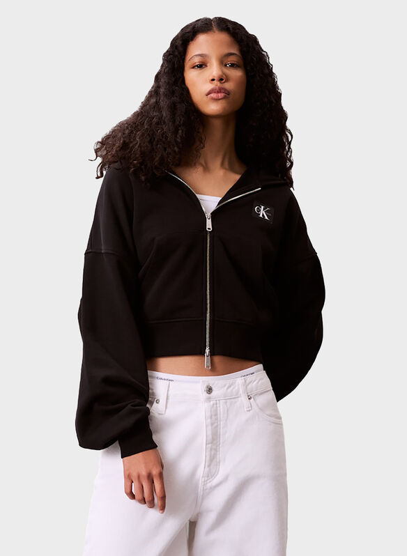 FELPA FULL ZIP MICRO LOGO, UB1 BLK, medium