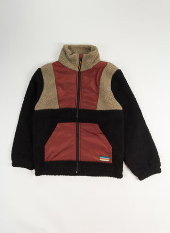 FELPA TEDDY MILANO FULL ZIP RAGAZZO, BLACK, small