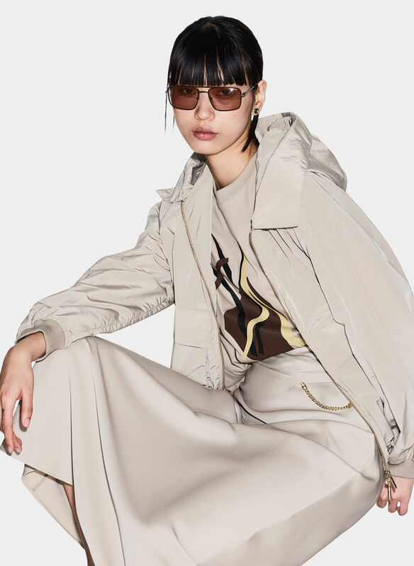 GIUBBOTTO WINDBREAKER LEGGERO IN TESSUTO RICICLATO EFFETTO CANGIANTE, U6223 SAND, medium