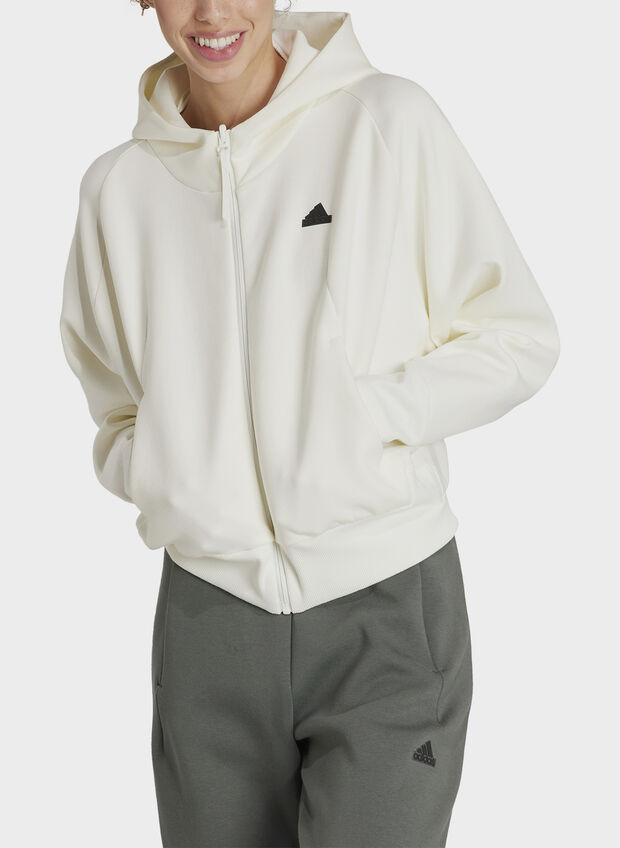 FELPA FULL ZIP ZNE, OFF WHT, large