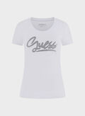 T-SHIRT CON STRASS LOGO, G011 WHT, thumb