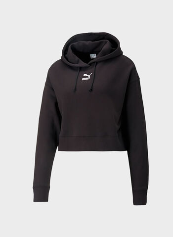 FELPA CON CAPPUCCIO CLASSICS CROP, 01 BLK, small