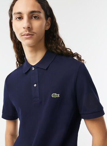 POLO TAGLIO SLIM IN PETIT PIQUE, 166 NVY, small