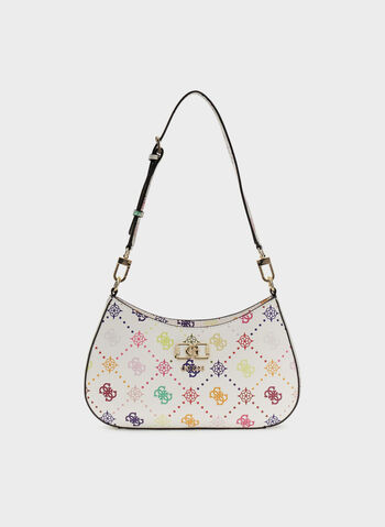 BORSA A SPALLA CON LOGO EMELIE, MUO WHT MULTI, small