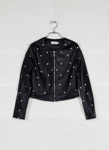 GIUBBOTTO PERFECTO WITH DOTS, BLK, small