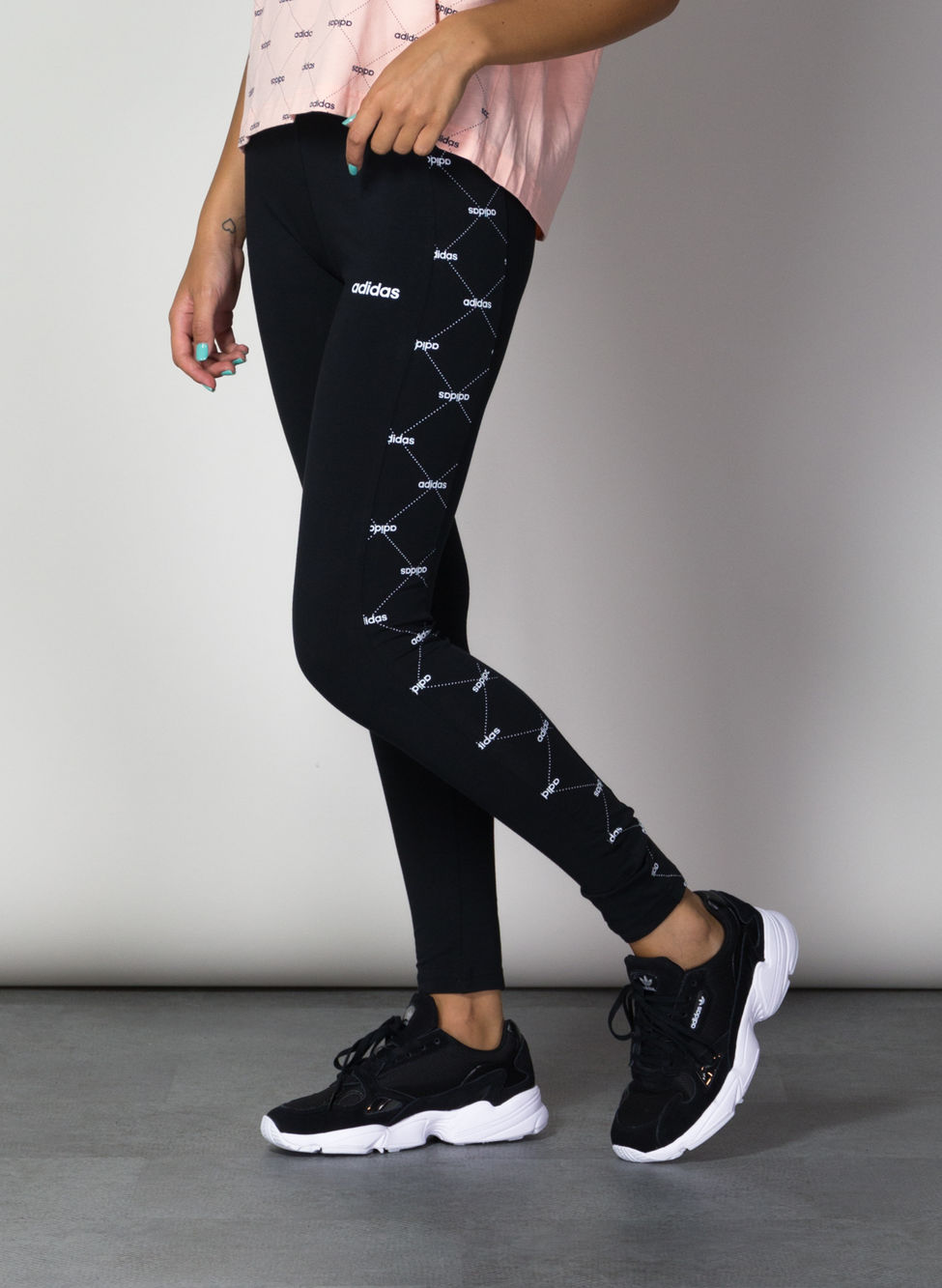 ADIDAS LEGGINGS LINEAR GRAPHIC White, Black | Sport85