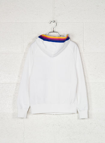 FELPA CON CAPPUCCIO ARCOBALENO, WW001WHT, small