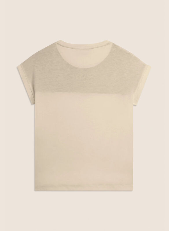 T-SHIRT DETTAGLIO ANIMALIER SULLE SPALLE, W33 PANNA, medium