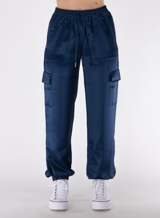 PANTALONE MARZIA DRAWSTRING SATIN, G7P1 NVY, large