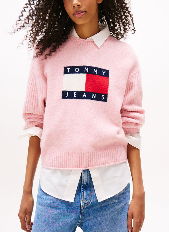 MAGLIONE MÉLANGE CON BANDIERA, T08 PINK, medium