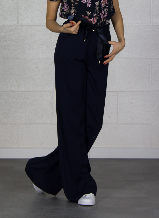PANTALONE PALAZZO, BLU, large