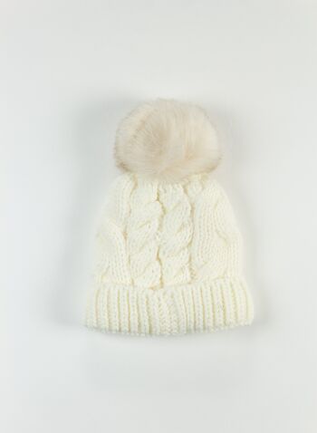 CAPPELLO TRECCIA PON PON RAGAZZA, ECRU, small