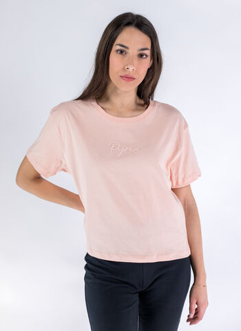 T-SHIRT CROP MICRO LOGO RICAMO, MELONE, small