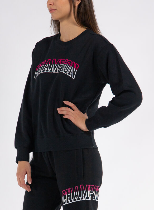 FELPA GIROCOLLO CON LOGO, KK001 BLK, medium