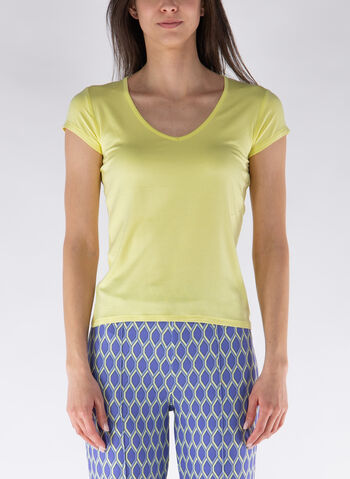 T-SHIRT IN VISCOSA COLLO A V, 52 LIMONE, small