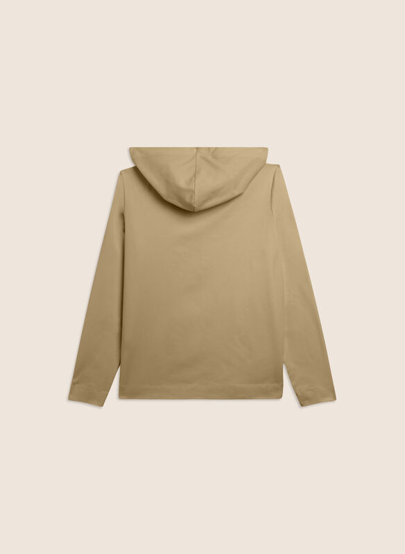 FELPA CON ZIP E CAPPUCCIO FODERA ANIMALIER, Z99 BEIGE, medium