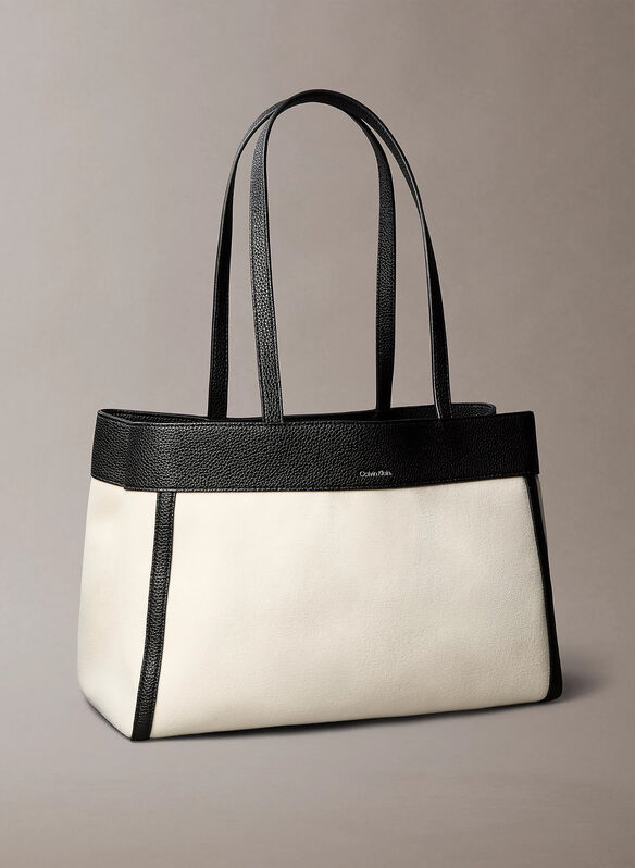 BORSA TOTE DI TELA IN COTONE, XSI WHT, medium