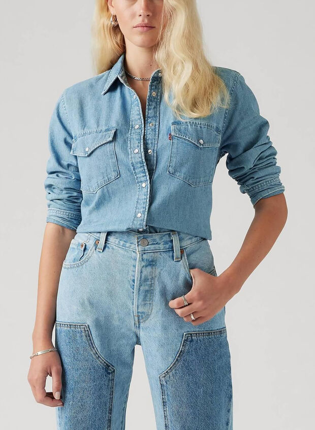 CAMICIA JEANS, 0018 CHIARO, large