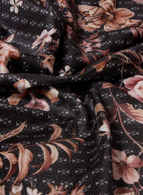 FOULARD CON STAMPA FLOREALE, BLA BLK, medium