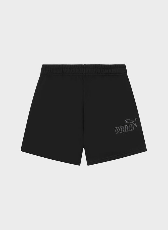 SHORT RHINESTONE LOGO CON STRASS RAGAZZA, 01 BLK, medium