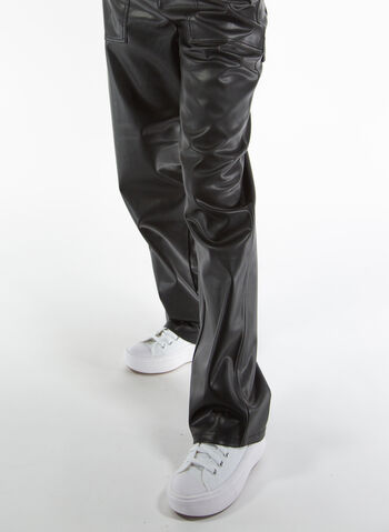 PANTALONE CARGO IN FINTA PELLE, BEH BLK, small