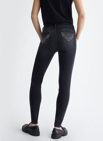 JEANS SKINNY BOTTOM UP CON STRASS, 87385 BLK, small